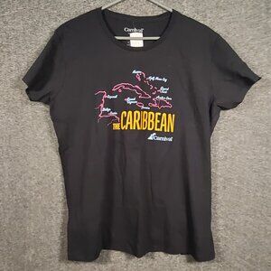NWT Carnival Cruise Black Size XL Unisex T-Shirt with The Caribbean Islands